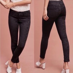 Anthropologie Black Jacquard Serif Jeans